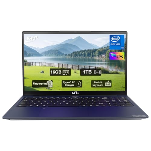 NIMO Portátil FHD IPS de 15.6 pulgadas, 16 GB de RAM SSD de 1 TB, Intel Pentium Quad-Core N100 (Beat to i3 1115G4, hasta 3.4 GHz), 2 años de garantía, huella digital, teclado retroiluminado, Wi-Fi 6,