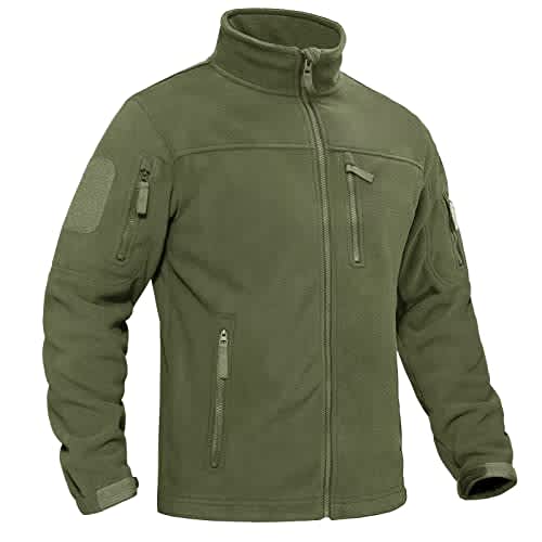 BIYLACLESEN Chaqueta de forro polar para hombre, chaquetas tácticas militares softshell, abrigos de invierno cálidos con cremallera completa, chaquetas de caza, Verde militar