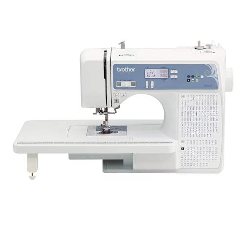 Brother - Máquina de coser y confección de edredones, computarizada, 165 puntos integrados, pantalla LCD, mesa ancha, 8 prensatelas incluidos, color blanco