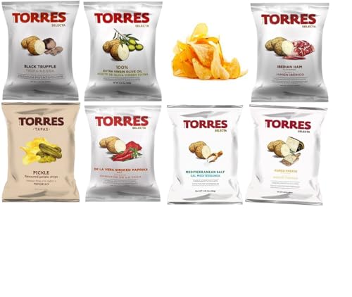 Torres Chips, papas fritas crujientes paquete surtido de 7 bolsas