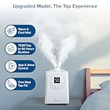 LEVOITHumidificadores para habitación de habitación grande de dormitorio, WiFi inteligente Control de Alexa, 6L Top Relleno fresco y fresco Niebla para toda la casa, aceite esencial, humedad personalizada, modo de suspensión, temporizador, ultra silencioso, blanco