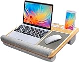 HUANUO Lap Desk - Fits up to 17 inches Laptop Desk, Built in Mouse Pad & Wrist Pad for Notebook, Laptop, Tablet, Laptop Stand with Tablet, Pen & Phone Holder (Wood Grain)