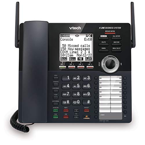 VTech CM18445 - Consola principal - DECT 6.0 4 líneas expandible para pequeñas empresas, teléfono de oficina con sistema de contestador