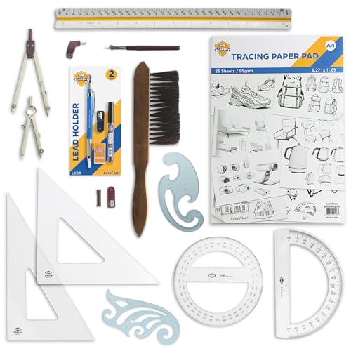 ALVIN Academy Drafting, Drawing and Design Essentials Kit | 13 Pieces | Class Tools for Geometry, Architecture and Engineering Students | - Model DDKE2