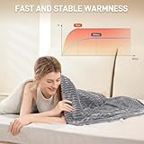 CXRUY Manta térmica eléctrica, manta eléctrica de franela suave de 50 x 60 pulgadas, manta térmica con 10 ajustes de tiempo, 6 ajustes de calor, lavable a máquina con protección contra