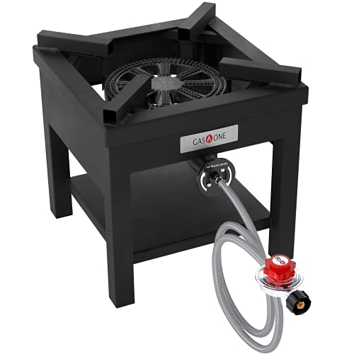 GasOne 275,000 BTU Propane Burner Cooker With Regulator with Steel Braided Hose For Outdoor Cooking, Turkey Fry