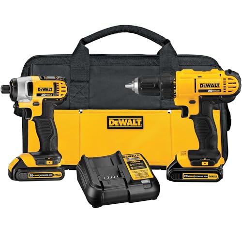 DEWALT 20V MAX Cordless Drill and Impact Driver, Power Tool Combo Kit with 2 Batteries and Charger (DCK240C2)