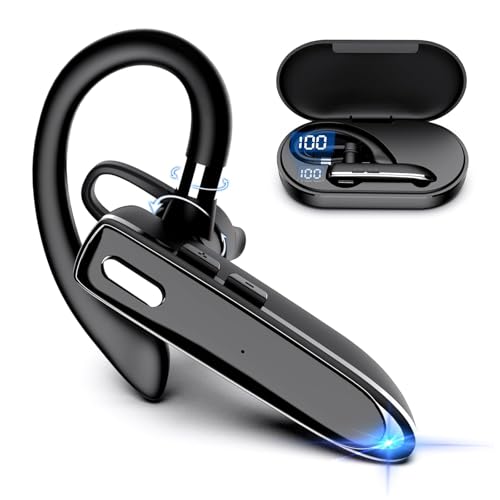 Bluetooth Headset Single Ear Business Earbuds, Wireless Bluetooth Headset with Mic, Driving Headset with 800mAh Charging Case, 120 Hours Standby Time Bluetooth Earpiece, Fit for Call in Working