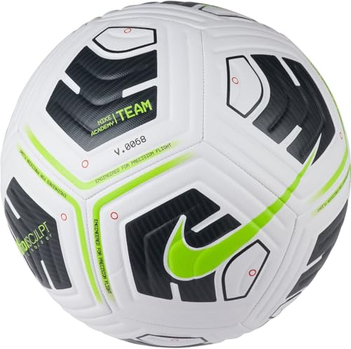 Nike Unisex's NK Academy - Team Recreational Soccer Ball, White/Black/(Volt), 5