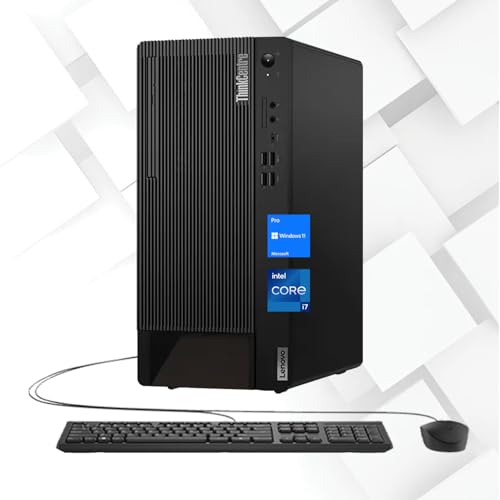 Lenovo ThinkCentre M90t Tower Desktop Computer, Intel Core i7-12700, 64GB DDR5 RAM, 2TB PCIe SSD, Wi-Fi 6, Type-C, HDMI, DP, Support 3-Monitor 4K, Wired Keyboard & Mouse, Windows 11 Pro, Black