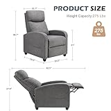 Sweetcrispy Silla reclinable para adultos, tela de masaje, asiento reclinable pequeño de cine en casa con soporte lumbar, silla reclinable moderna ajustable con respaldo acolchado para sala de estar