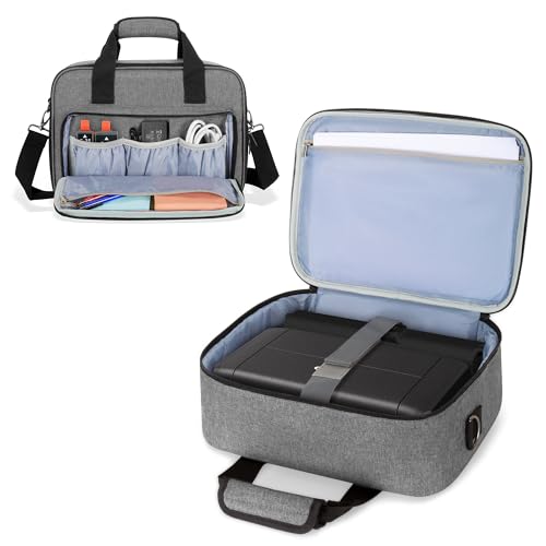 LUXJA Funda de transporte compatible con impresora portátil inalámbrica Canon PIXMA TR150, bolsa compatible con cartucho de tinta Canon TR150 y accesorios, gris (solo BAG)