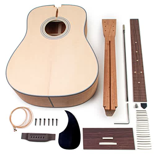 StewMac Premium Body-Built Acoustic Guitar Kit, All Solid Woods | Sitka Spruce Top & Mahogany Back and Sides | Includes Golden Age Tuners