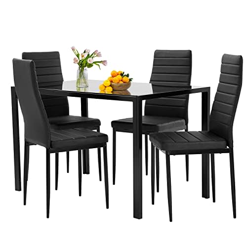 FDW Juego de comedor para espacios pequeños mesa rectangular y 4 sillas muebles modernos para el hogar