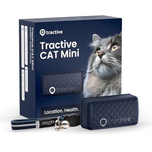 Tractive GPS Tracker & Health Monitoring for Cats (6.5 lbs+) - Market Leading Pet GPS Location Tracker | Wellness & Escape Alerts | Waterproof | Works with Any Collar (Dark Blue)