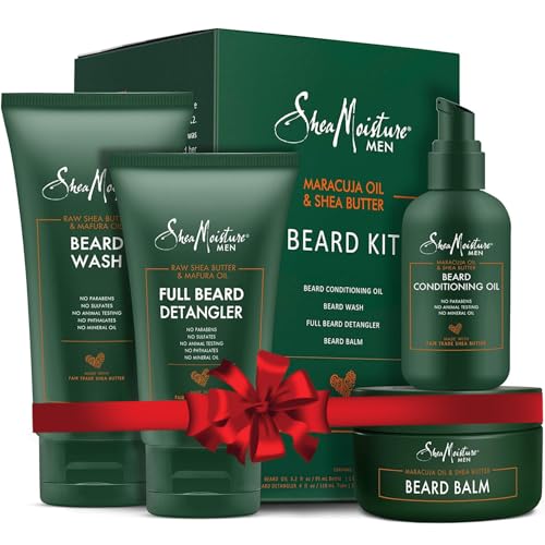 SheaMoisture Beard-Care Kit for Men, Includes Wash, Balm, Oil, Conditioner, Natural Shea Butter & Maracuja Oil, Great Gift