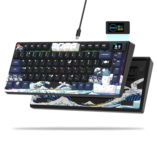 Womier S-K80 - Teclado 75% con pantalla multimedia a color, teclado mecánico para juegos, teclado intercambiable en caliente con cable, teclado personalizado RGB de montaje en junta, estabilizador