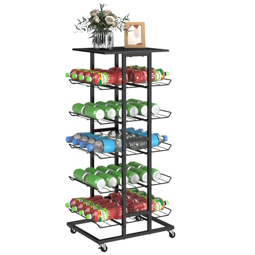 Organizador de botellas de agua, soporte de agua embotellada de 5 niveles, soporte para botellas de agua de pie con almacenamiento, estante de bebidas para bebidas, para cocina, despensa, oficina,