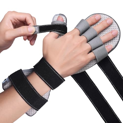 Stroke Hand Brace Splint for Straightening Fingers with 5 Fingers Resting Support,Prevent Fingers Curling, Dupuytren's Contractures, Hand Spasms, Fit Right & Left, Men & Women - M