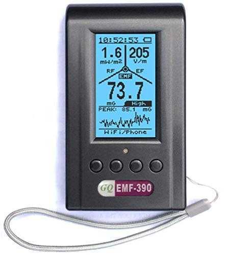 Medidor EMF, Advanced GQ EMF-390 Medidor de radiación electromagnética multicampo 3 en 1 EMF ELF RF, torre celular 5G, medidor inteligente Wifi, detector de señal RF hasta 10 GHz con registrador de