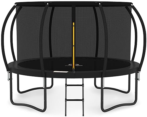 JUMPZYLLA Trampoline 8FT 10FT 12FT 14FT 15FT 16FT Trampoline Outdoor with Enclosure - Recreational Trampolines with Ladder and AntiRust Coating, ASTM Approval Outdoor Trampoline for Kids