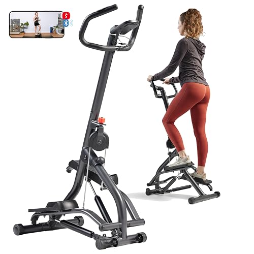 Sunny Health & Fitness Stair Stepper w/Handlebar, Extended Step Range Machine for Climbing Exercise, Compact, Height-Adjustable, Low-Impact & SunnyFit® App Enhanced Connectivity – SF-S021001