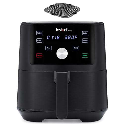 Instant Pot Vortex 6QT XL Air Fryer, 4-in-1 Functions that Crisps, Roasts, Reheats, Bakes for Quick Easy Meals, 100+ In-App Recipes, is Dishwasher-Safe, from the Makers of Instant Pot, Black