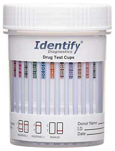 Identify Diagnostics Drug Test Cups - 5 Pack - 12 Panel CLIA Waived Instant Urine Drug Test Kit for AMP,BAR,BUP,BZO,COC,MDMA,MET,MOP/OPI,MTD,OXY,PCP,THC