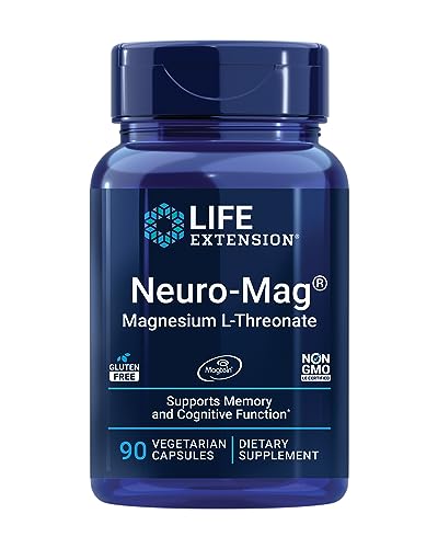 Life Extension Neuro-mag L-treonato de magnesio, L-treonato de magnesio, salud cerebral, memoria y atención, sin gluten, vegetariano, sin OMG, 90 cápsulas vegetarianas