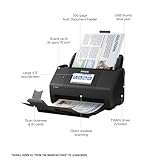 Epson Workforce ES-580W - Escáner de documentos de escritorio inalámbrico a color dúplex para PC y Mac con alimentador automático de documentos (ADF) de 100 hojas y pantalla táctil intuitiva de 4.3"