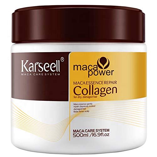 Karseell Tratamiento capilar con colágeno, reparación profunda, acondicionador, aceite de argán, colágeno para el cabello, esencia para cabello seco dañado, todo tipo de cabello, 16.90 oz, 16.9 fl oz