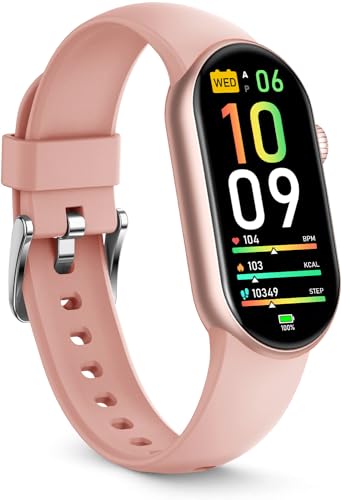 FITVII Ole - Monitor de actividad física AMOLED de 1.6 pulgadas con monitor de frecuencia cardíaca y presión arterial 24/7, oxígeno en sangre, contador de calorías, contador de calorías IP68,