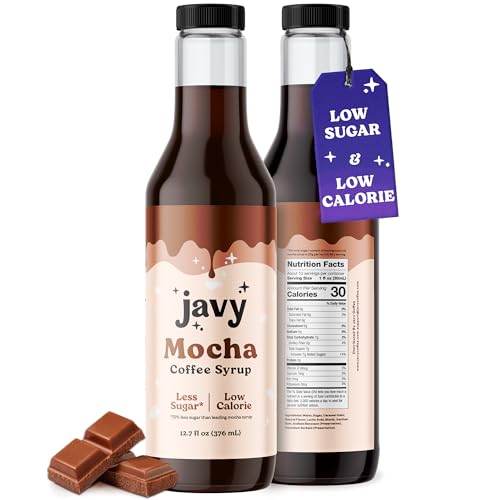 Javy Premium Coffee Syrup, Low Sugar - Low Calorie, Coffee Flavoring Syrup, Coffee Bar Accessories. Great for Flavoring All Types of Drinks