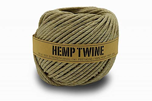 Bean Products Hemp Twine - High Tensile Strength and Durable - Made with 100% Hemp - Perfect for Jewelry, Arts & Crafts, Decoration, Cooking - 4MM, 400G/140 Ft. - 230 lb Test Strength - Natural