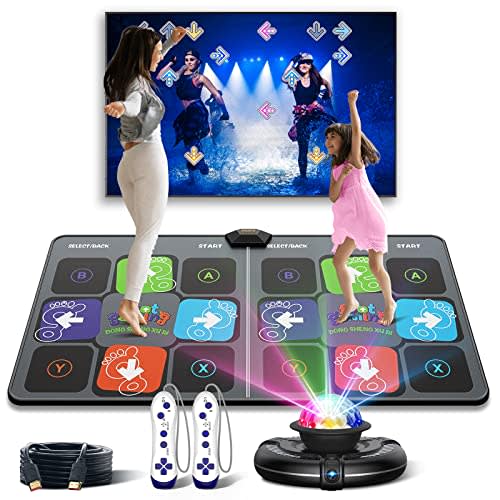 FWFX Juegos de alfombrillas de baile para TV, alfombrillas de baile electrónicas musicales inalámbricas con cámara HD, doble usuario para ejercicio de fitness, almohadilla de baile para niños y