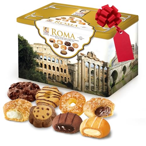 Matilde Vicenzi - Caja de regalo de Roma, surtido de pasteles, masas y galletas, hecho en Italia, caja decorativa de 32 onzas