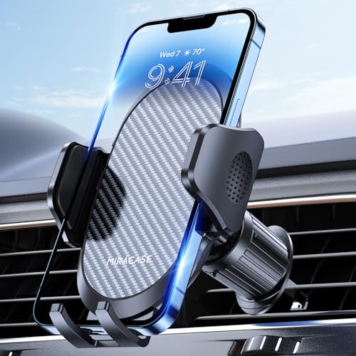 Miracase Phone Holders for Your Car with Metal Hook Clip, Air Vent Cell Phone Car Mount, Universal Automobile Cradle Fit for iPhone Android and All Smartphones, Dark Black