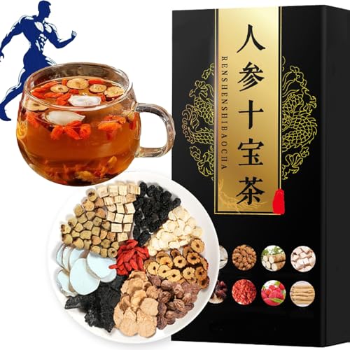 Té de riñón 2024 Fórmula de té de ginseng Ten Treasure, fórmula de 10 ingredientes preciosos, té chino para el cuidado del riñón, té de hierbas para hombres (1 caja/10 bolsas)