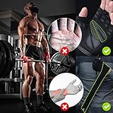 Trideer Guantes de entrenamiento acolchados para hombres, guantes de levantamiento de pesas para gimnasio con soporte para muñeca, protección completa de la palma y agarres adicionales para