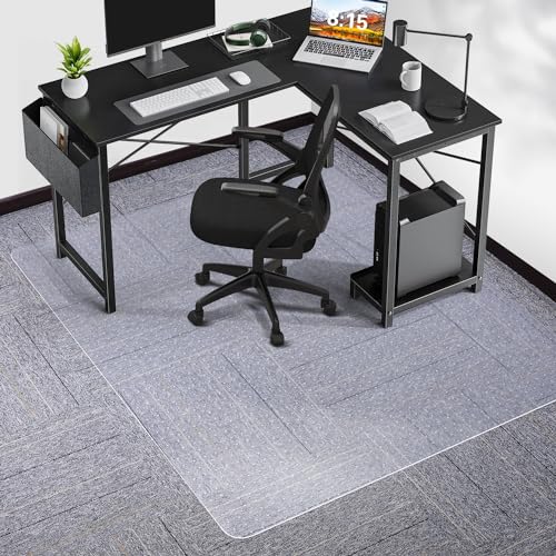 SALLOUS - Tapete para silla de oficina, 46 x 60 pulgadas, tapete para silla de oficina para suelos alfombrados, tapete resistente con agarres, protector de suelo, alfombrilla para silla de escritorio