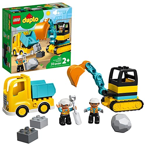 LEGO DUPLO 10931 - Vehículo de construcción de camiones y orugas para niños pequeños de 2 a 4 años de edad, juguete de desarrollo y aprendizaje de habilidades motoras finas