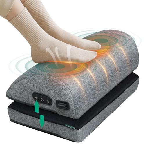 Snailax Footrest for Under Desk at Work, Heated Ergonomic Foot Stool, Adjustable Height, 2 Heating Levels & 3 Vibrating Massage Modes, Gaming Office Home Use