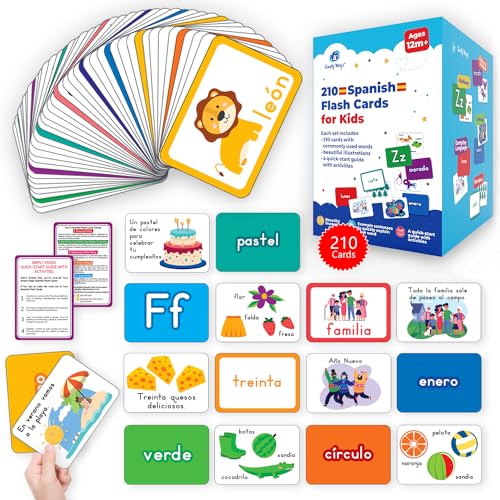 210 tarjetas flash en español para niños, niños pequeños de 1 a 3 años, bebés, aprender español para niños, tarjetas didácticas en español, tarjetas didácticas en español, ABC, vocabulario, frases con