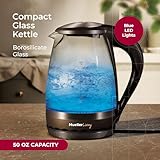 Mueller Living Glass Kettle 1.5L 1500W LED Light Hervidor de té eléctrico de apagado automático con tecnología SpeedBoil y protección contra hervir en seco