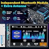 PLZ Pantalla inalámbrica de radio Apple Carplay de 7 pulgadas para receptores de audio de coche, Bluetooth 5.3 Car Play Android Auto Touchscreen, 240 W 4.2 CHN 2 salidas de subwoofers, cámara de