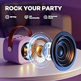 YLL Mini máquina de karaoke para niños con 2 micrófonos, regalos de karaoke para niñas de 4, 5, 6, 7, 8, 9, 10, 12 años + años, juguete de Navidad para niñas de 4 a 12 años (morado)