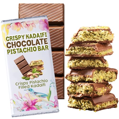 Dubai Chocolate Kunafa Pistachio Bar- 7oz - Exclusive Handmade Luxury Dessert, Perfect for Gifting, Fresh Daily Production