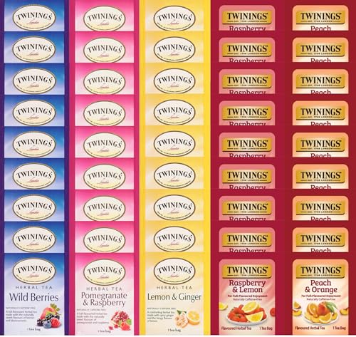 Twinings - Muestreador de bolsas de té de hierbas frutales (paquete de 45) con palitos de miel