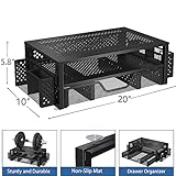 Simple Trending Soporte de monitor de metal de 2 niveles para monitor y organizador de escritorio de computadora con cajón y soporte para bolígrafo para laptop, computadora, iMac, negro