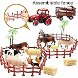 Paquete de 3 tractor de juguete de granja con 40 figuras de animales de plástico y juego de cerca, figuras de granja, vehículo de agricultor de juguete con remolque para niños de 3 a 12 años de edad,